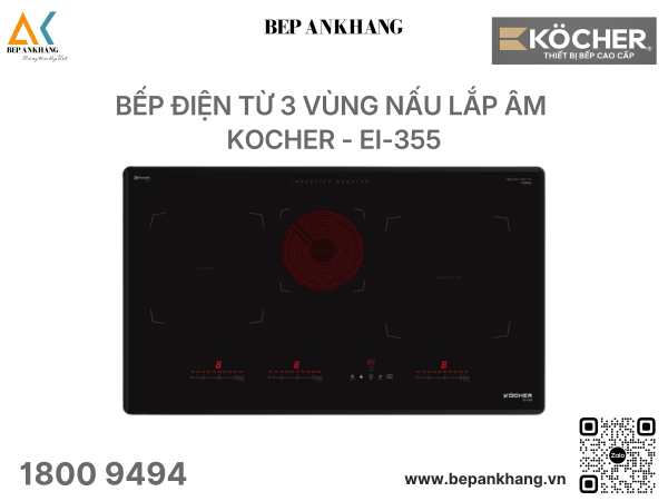 Bếp điện từ 3 vùng nấu Kocher EI-355 - Nhập khẩu Hàn Quốc 